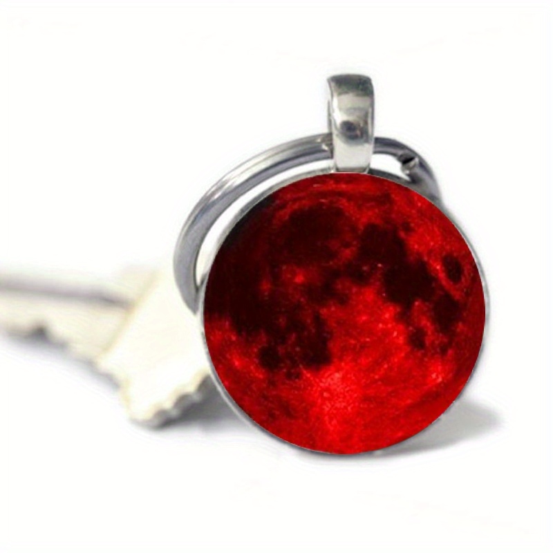 Red Moon Keychain Blood Moon Keychain Full Moon Keychain 