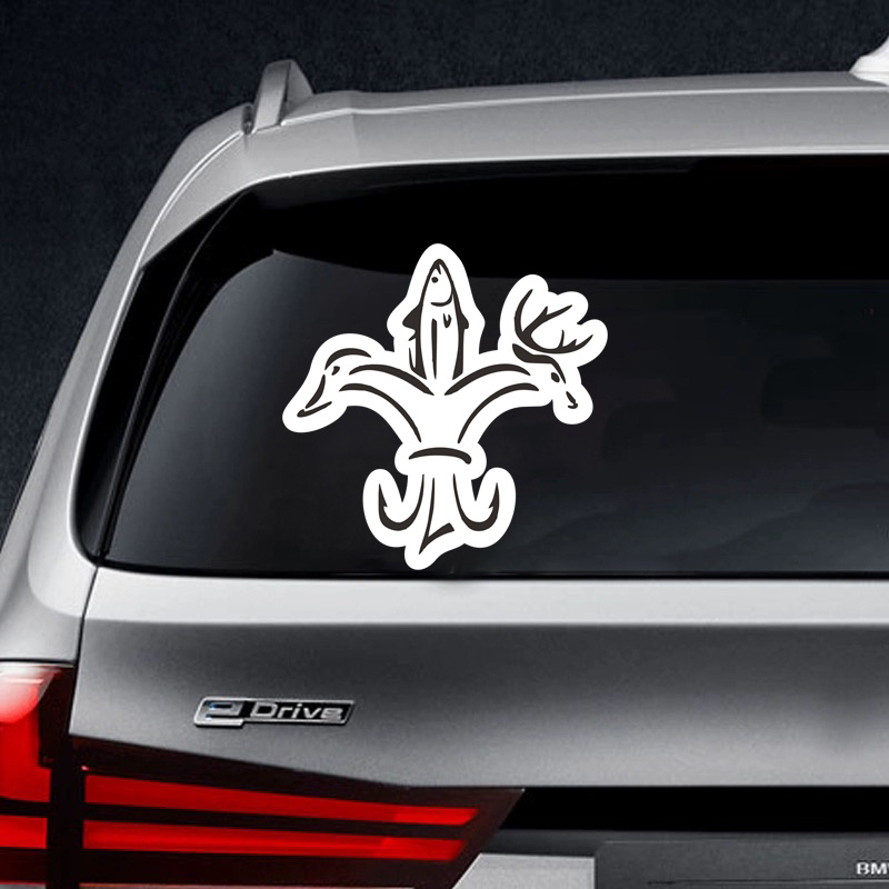 Hook and Antler Vinyl Decal Sticker, Fishing Hunting Decal, Car