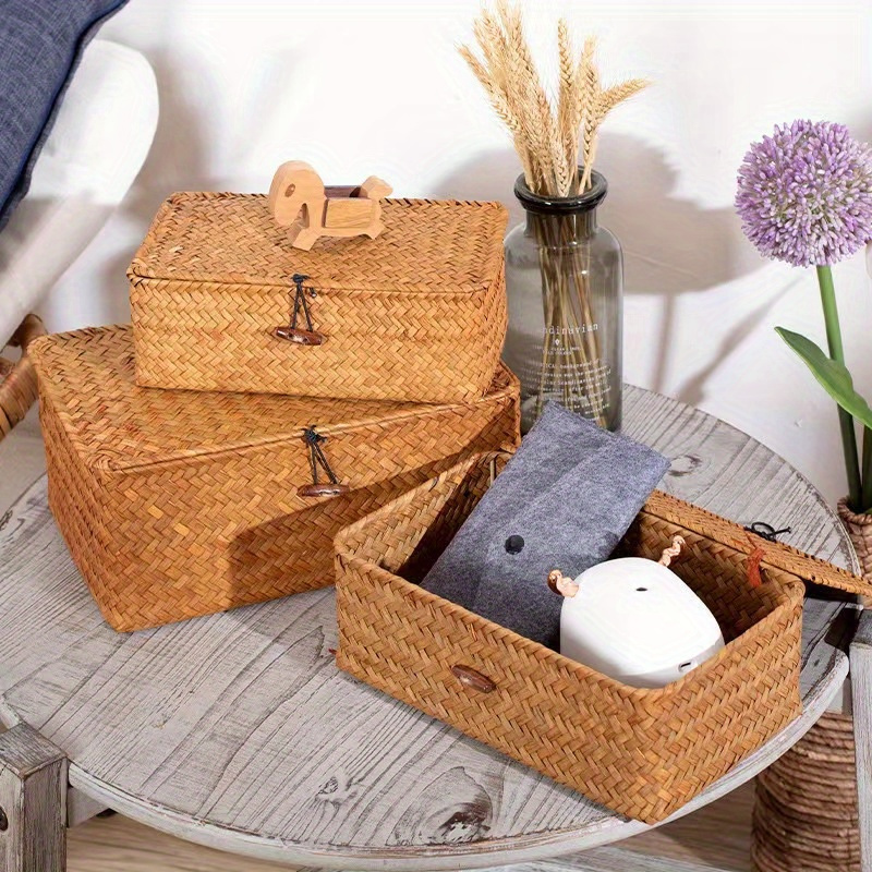Rustic Woven Storage Basket Handmade Fruits Storage Basket - Temu