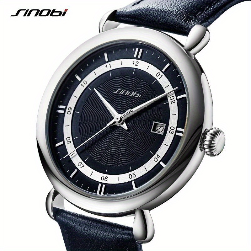 Mens Black Stainless Steel Quartz Watch, Fashion Classic Calendar Wristwatch