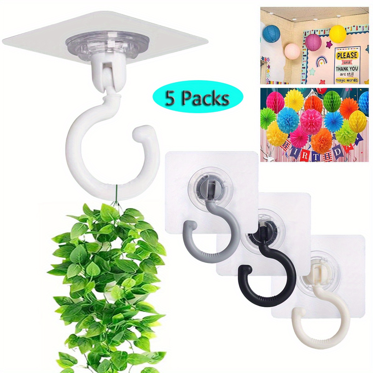4 Packs Ceiling Hooks For Hanging Plants Heavy Duty Metal Wall