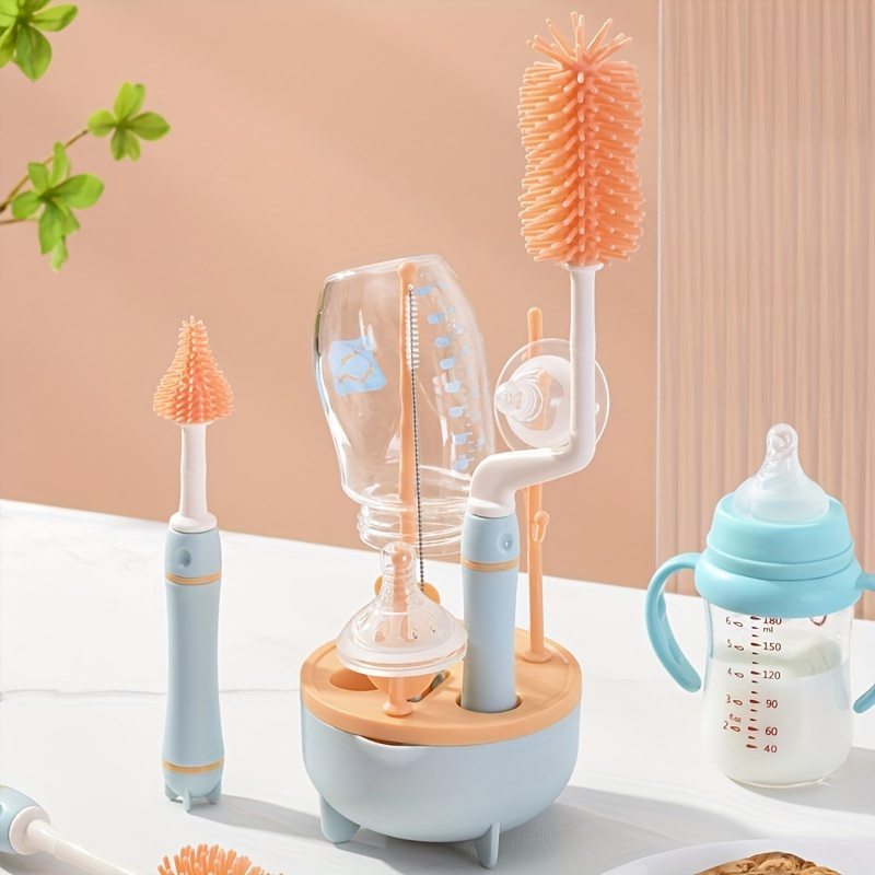 food grade non toxic and   safe bottle brush set multifunctional bottle cleaning brush and bottle drying rack set details 2