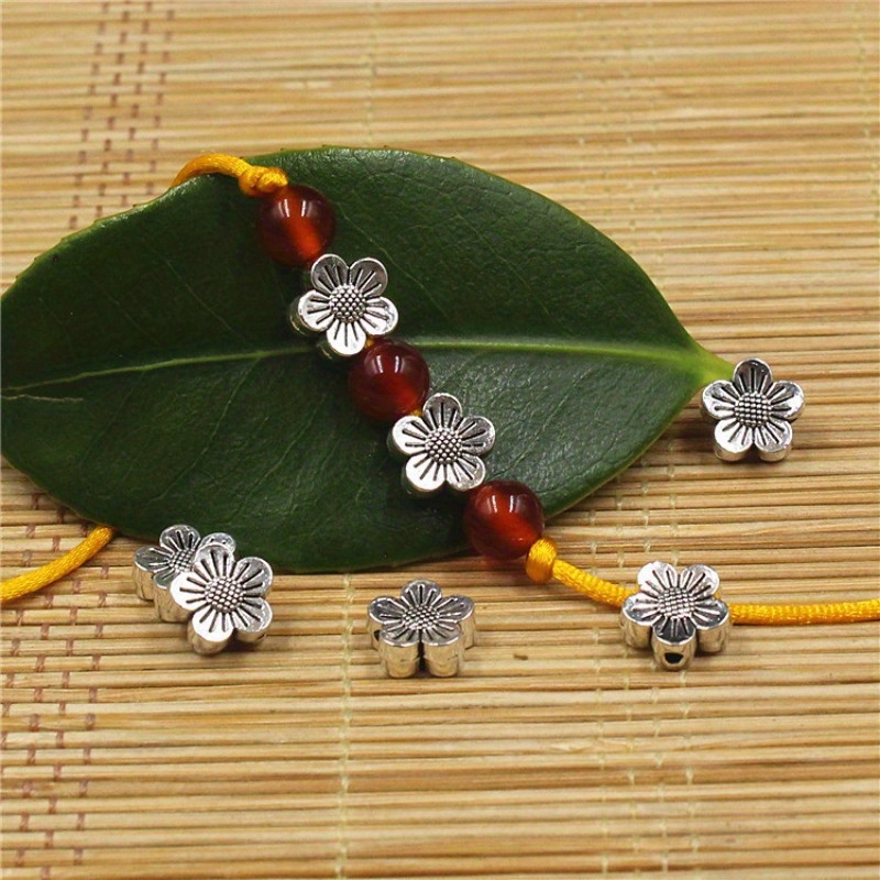 

50pcs Unique Silvery Flower Beads For Jewelry Making Diy Special Bracelet Necklace Earrings Handmade Craft Supplies