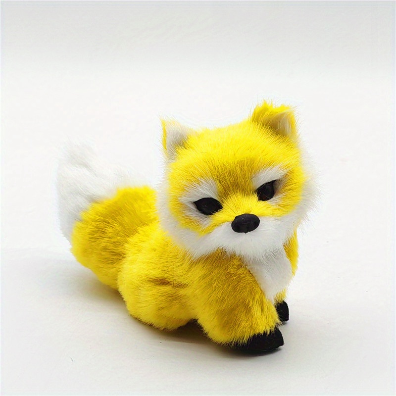 1pc Simulation Brown Fox Toy Furs Squatting Fox Model Home