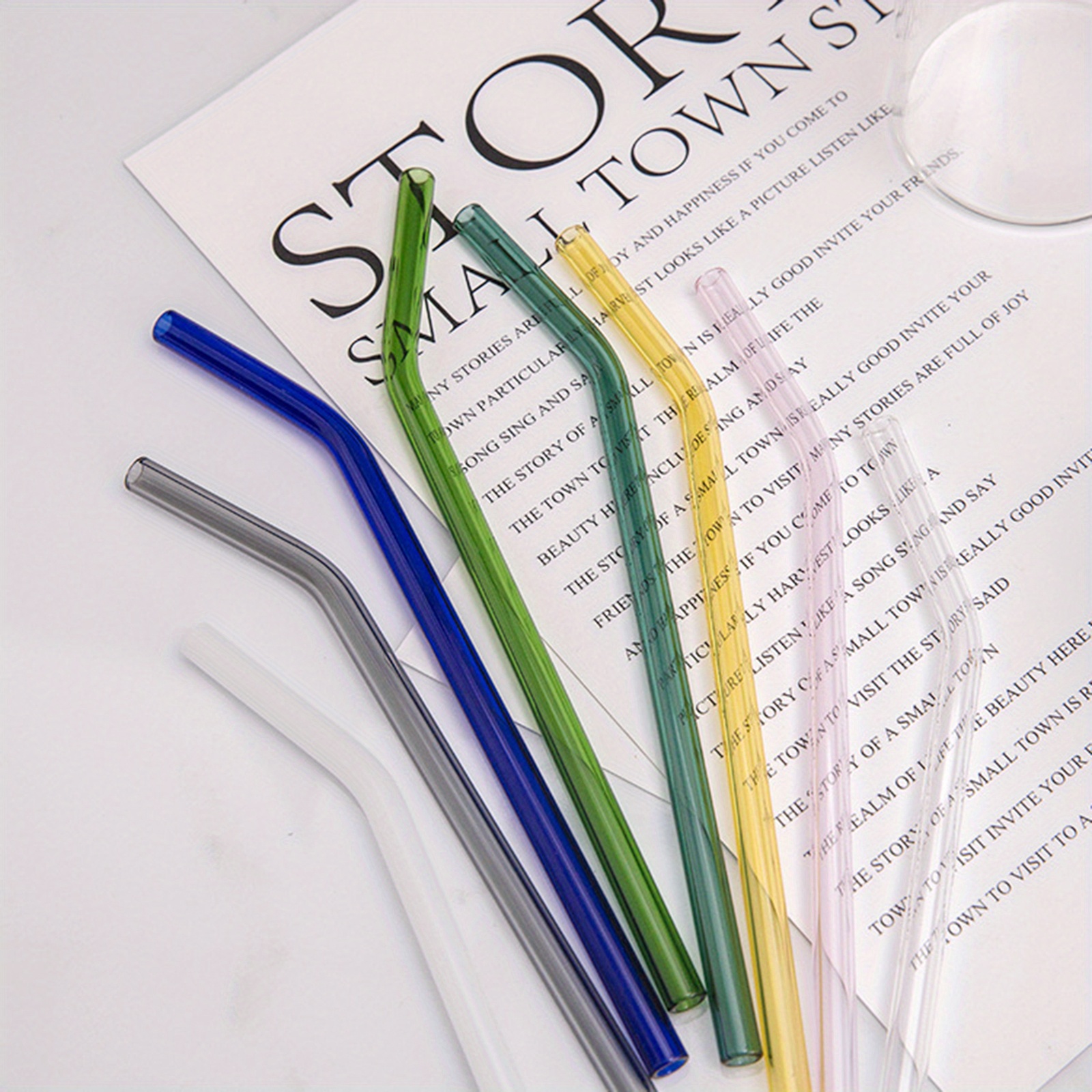 Glass Straws Set, Reusable Drinking Straws, Multi-color Bulk Glass