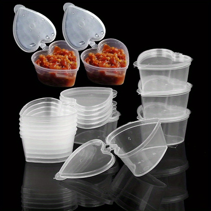 Disposable Two-Compartment Salad Dressing and Condiment Containers with  Hinged Llid, (pack of 30,4oz), Perfect for to-go Sauce, Sampling, Travel  Snack