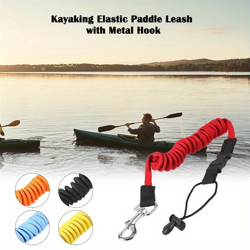 Paddle Leash with Carabiner Safety Kayak Rowing Boat Fishing Rod Pole  Coiled Lanyard Cord Safety Bungee Tether Tool Lanyard