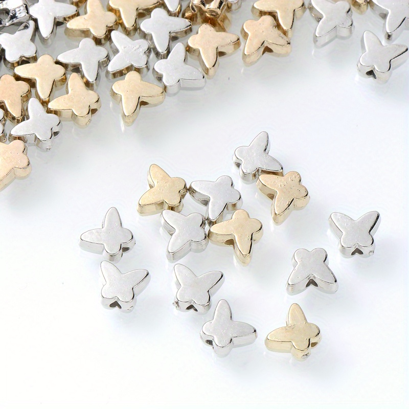 

100pcs 5mm Mini Butterfly Shaped Plastic Ccb Golden Silvery Beads For Jewelry Making Diy Necklace Bracelet Earrings Handmade Craft Supplies