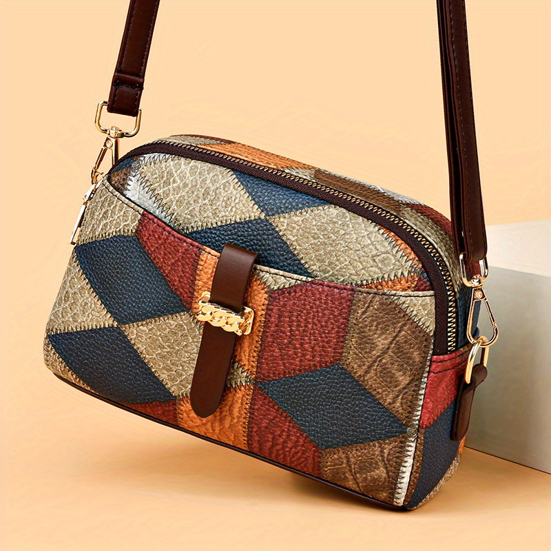 

Mini Vintage Crossbody Bag, Retro Colorblock Shoulder Bag, Women's Fashion Handbag & Purse