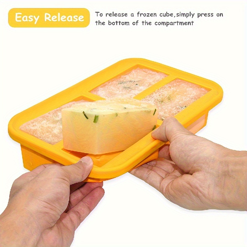 Kitchen Silicone Freezer Tray with Lid Easy Release Molds for Food Storage  & Freeze Soup, Broth - black