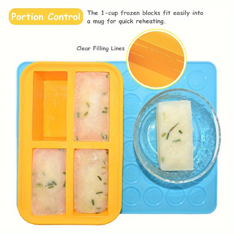 1-Cup Silicone Freezer Molds with Lid, 4 Packs Soup Freezer Ice