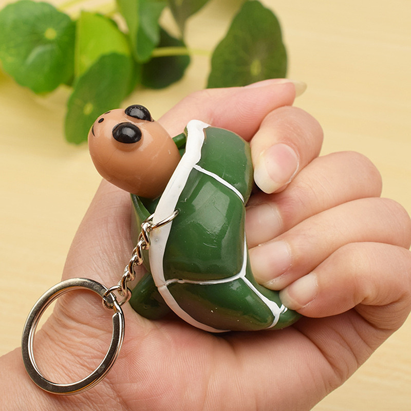 Tortoise Keychain Head Popping Squishy Squeeze Toy For Stress