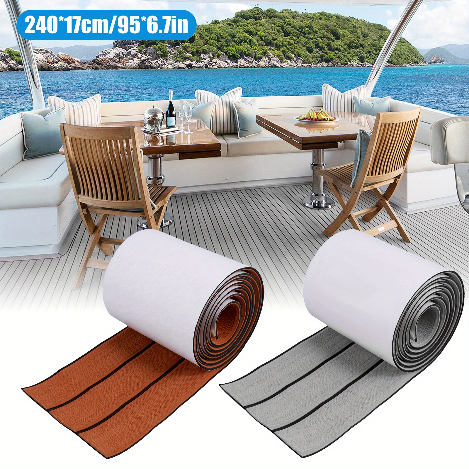 Buy Alomejor Boat Mat Anti Slip Boat Carpet Waterproof EVA Faux Teak  Decking 240x45cm for Yacht Marine Boating Online at desertcartKUWAIT
