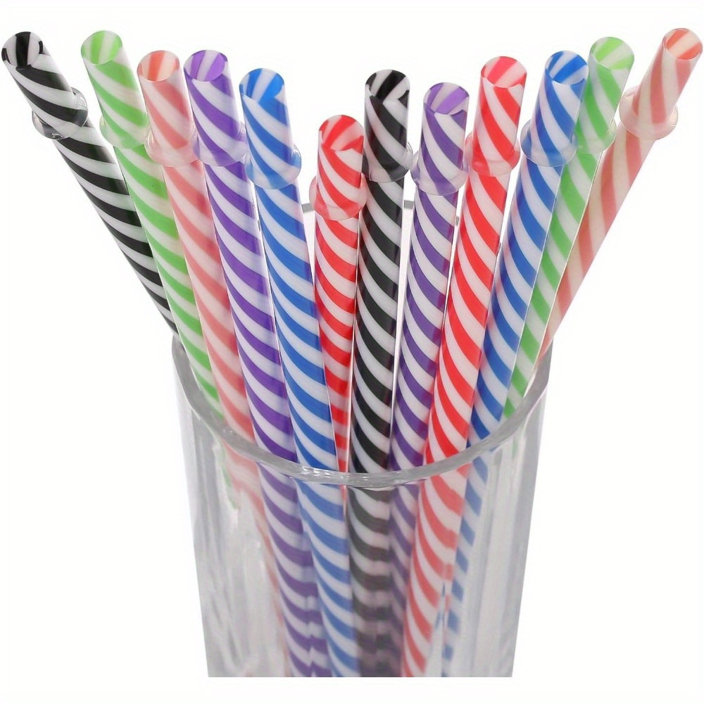 Reusable Striped Plastic Straw - 9 inch