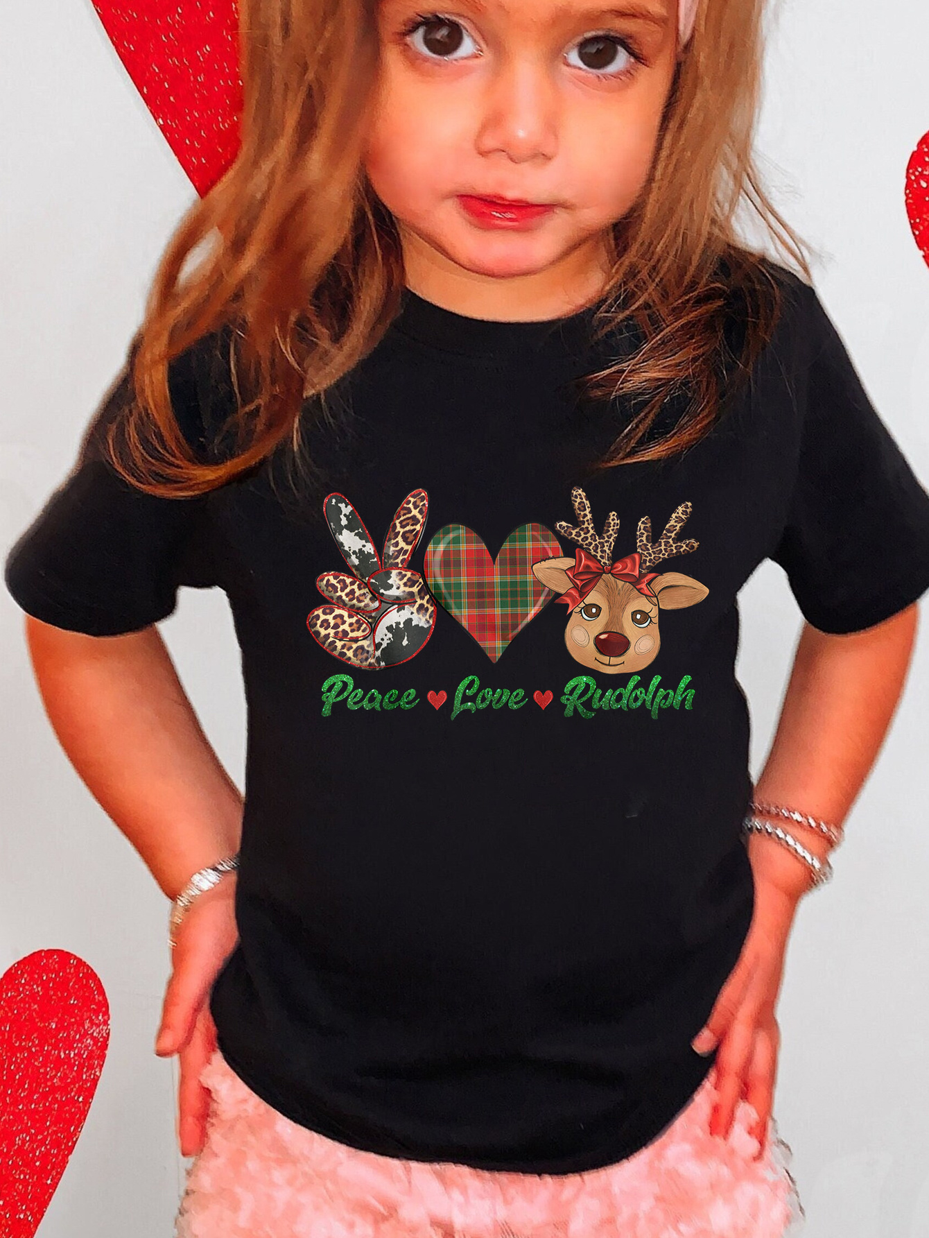 Camiseta de Navidad Manga Larga para Niña y Niño Reno Rudolph