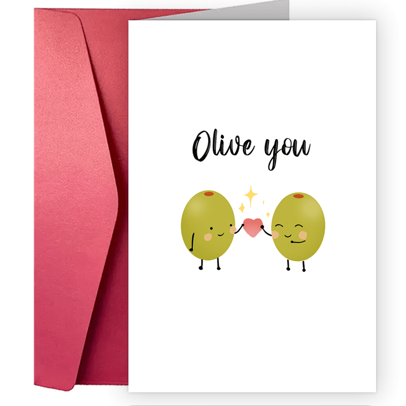 

1pc Fun And Creative Holiday Greeting Card Cute Valentines Card. Olive You Card. Funny Valentine's Day Card. I Love You Card. Valentines Card.