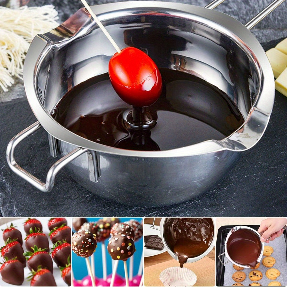 

1pc Double Boiler Pot, 400ml/600ml, 304 Stainless Steel Chocolate Melting Pot For Melting Chocolate, Candy, Candle, Soap, Wax