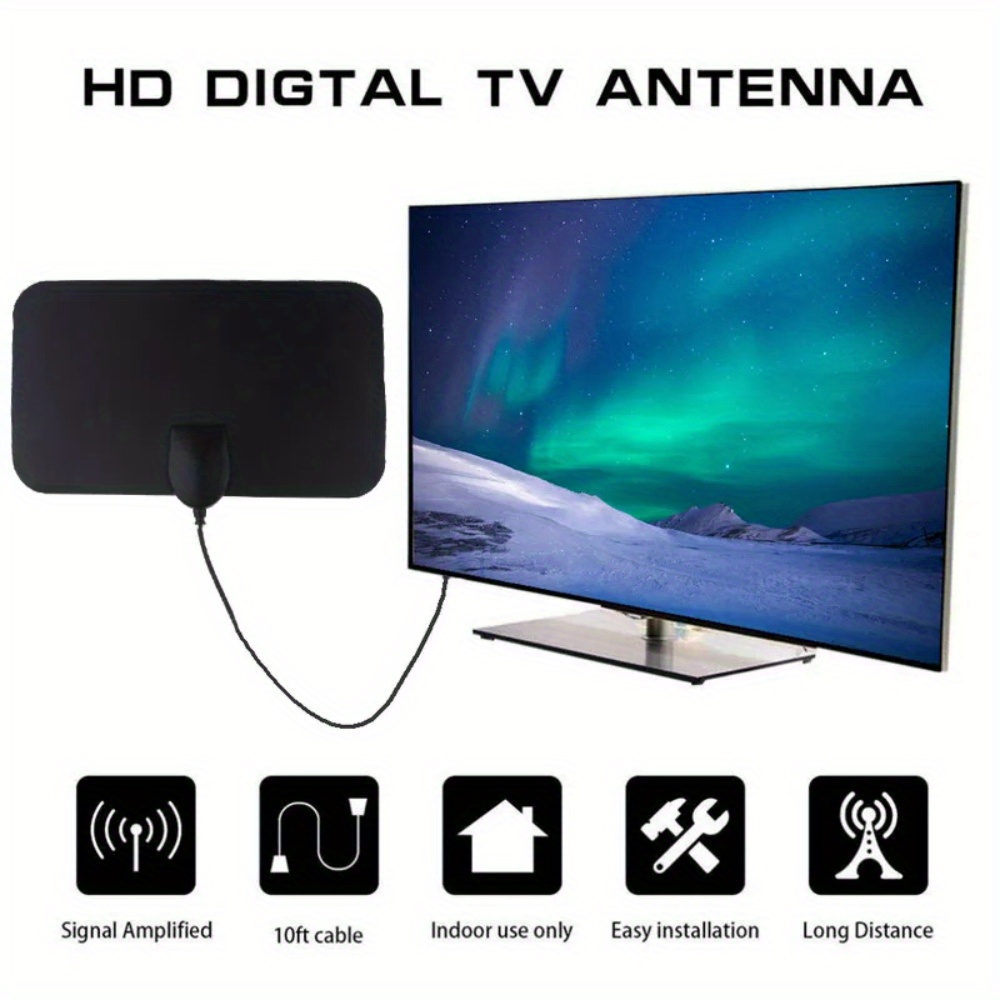 Antena TV Interior Digital de Alta definición de 240 Millas con  Amplificador de señal Inteligente con Base magnética Estable para Canales  de TV 1080P 4K de DTMB, ATSC, DVB-T, DMB-T ect 