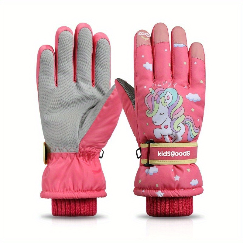 Kids Winter Snow Playing Gloves Warm & Thick Windproof Skiing Gloves