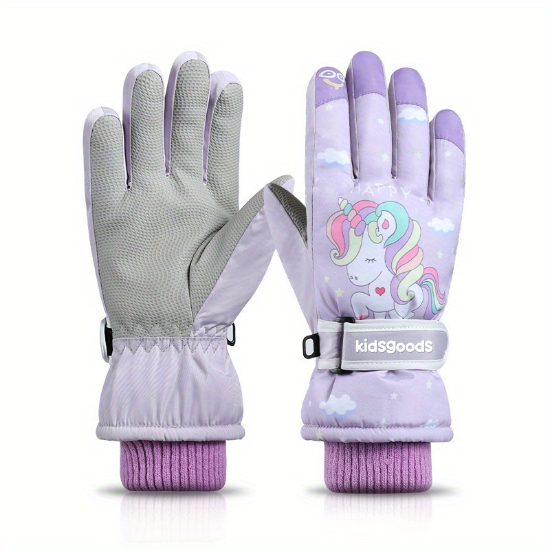 Kids Winter Snow Playing Gloves Warm & Thick Windproof Skiing Gloves