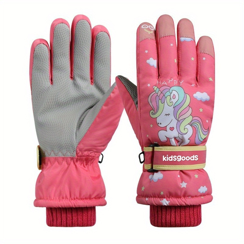 Kids Winter Snow Playing Gloves Warm & Thick Windproof Skiing Gloves