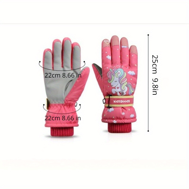 Kids Winter Snow Playing Gloves Warm & Thick Windproof Skiing Gloves