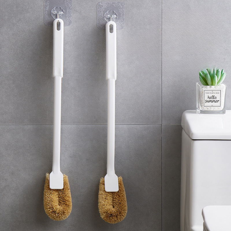 Brosse WC, Ensemble Brosse de Toilette en Silicone avec Support Mural et  Support à Poser au Sol, tête de Brosse de Nettoyage Double Face, Manche  Long