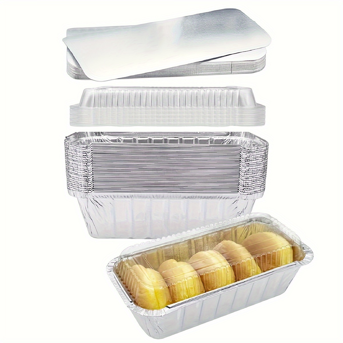 Small Aluminum Pans with Lids(40 Pack - 5×4) 1 LB Capacity Tin Foil Pans  Disposable TakeOut Trays To Go Food Storage Containers - 40 Pans and 40