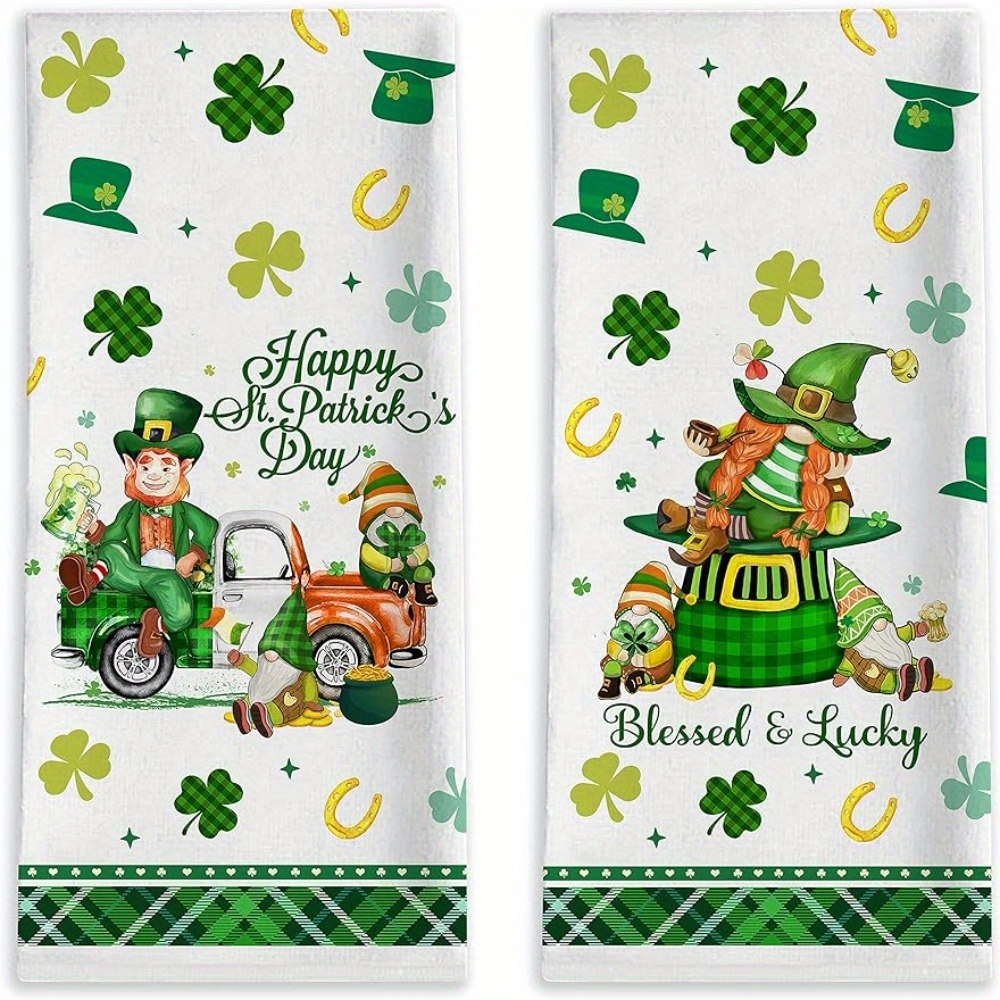 St Patrick's Day Kitchen Towels Absorbent Fast Drying Cloth Soft