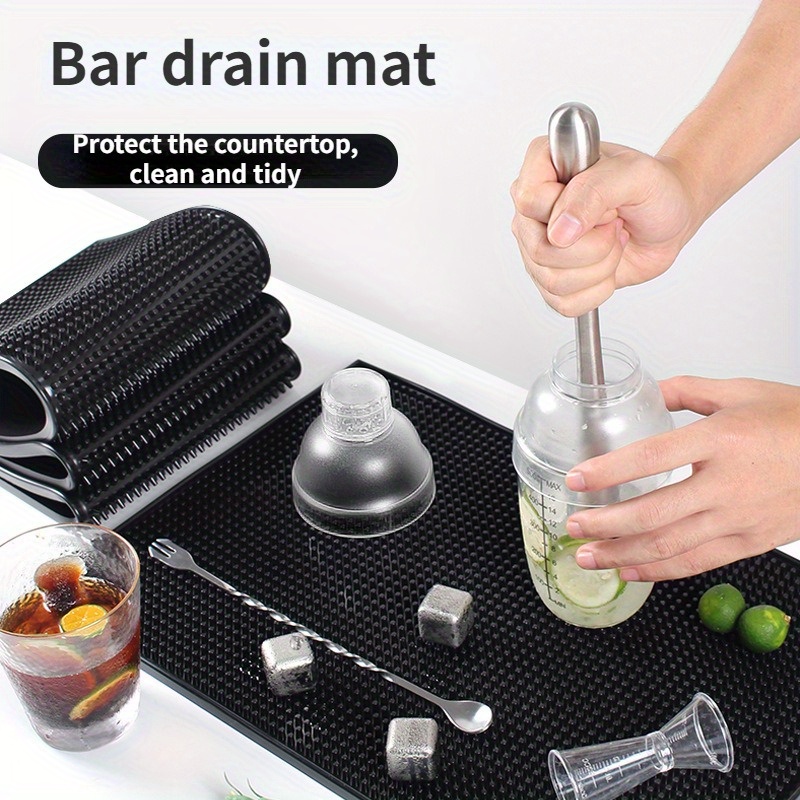 Bar Mat Rubber Anti-slip PVC Coffee Bar Mats Cup Mat Waterproof Heat  Resistant Durable Drain