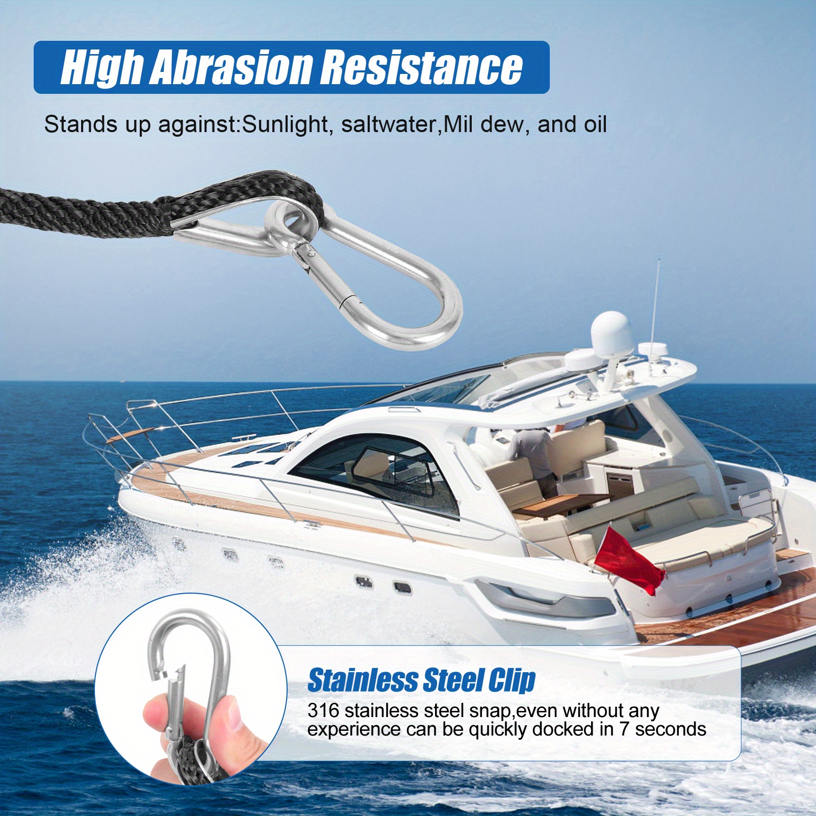 2in 50ft Double Braided Nylon Boat Anchor Rope Dock Rope