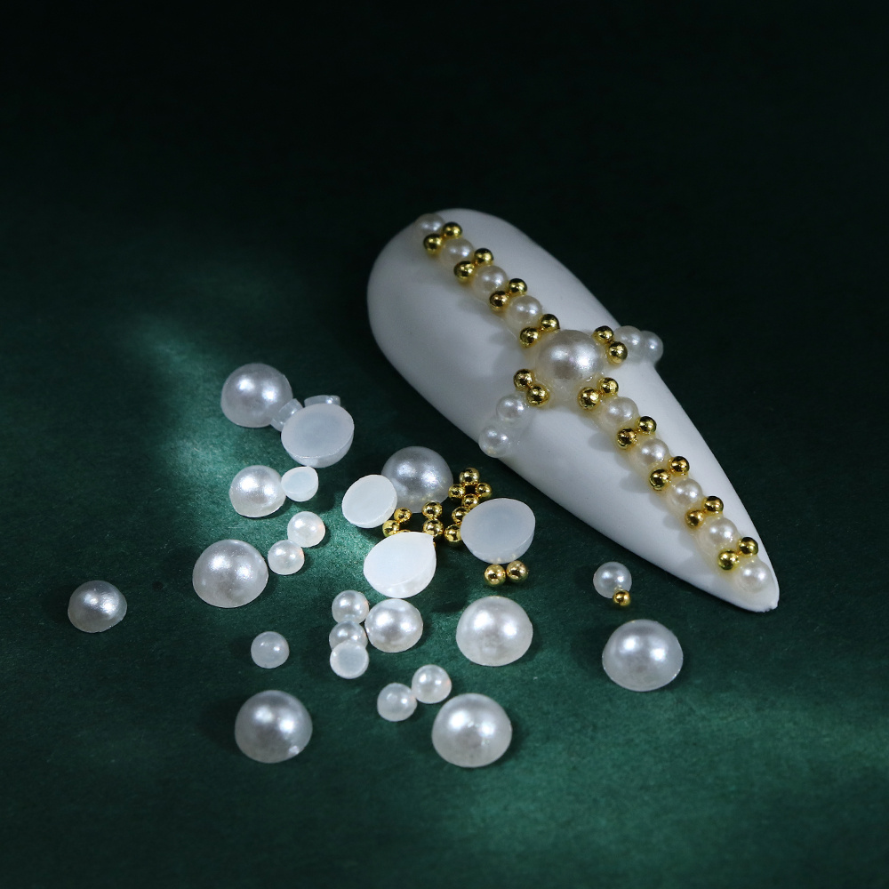 PH PandaHall 1 Caja ABS Acrílico Medio Redondo Trasero Plano Imitación Perla Cabujón Diámetro 0.157 In 18 Colores Para Joyería Artesanía Fabricación