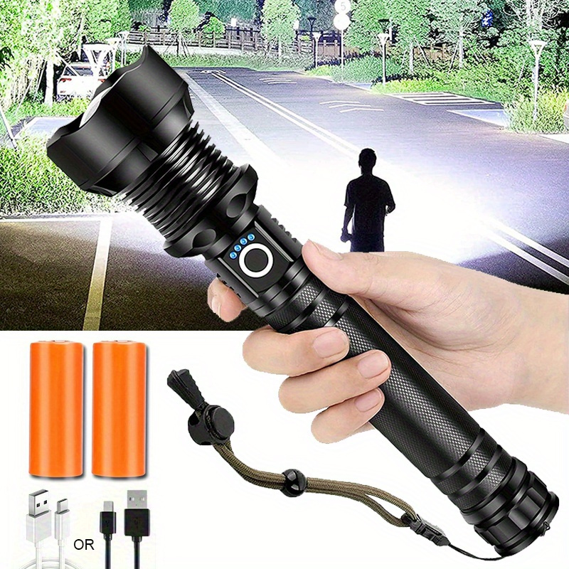 Tactical Flashlight With Zoomable Lens Rechargeable Led - Temu Canada