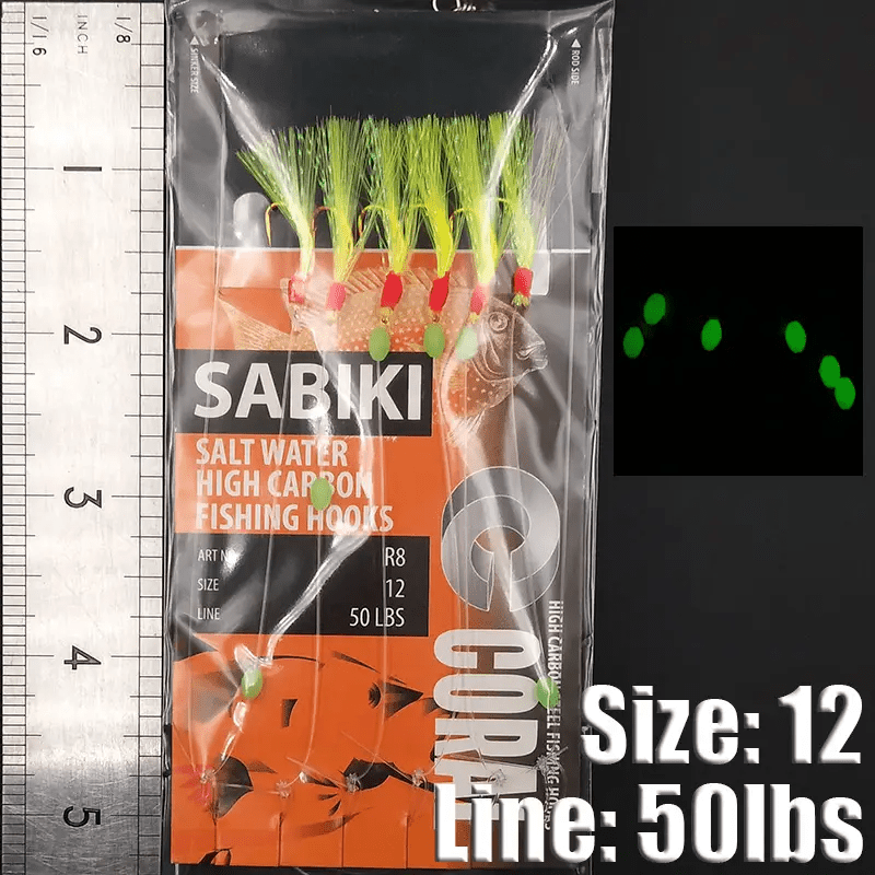 6pcs Sabiki Bait Set High Carbon Hooks Luminous Bead Tandem Hooks
