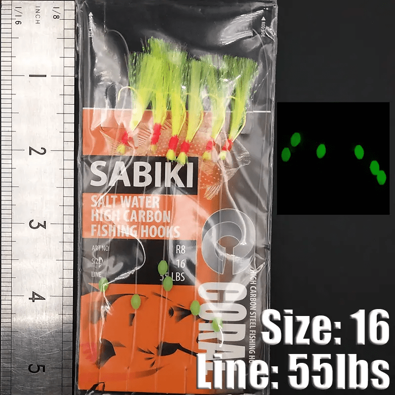 6pcs Sabiki Bait Set High Carbon Hooks Luminous Bead Tandem Hooks