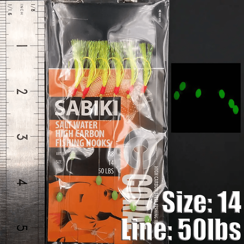 6pcs Sabiki Bait Set High Carbon Hooks Luminous Bead Tandem Hooks