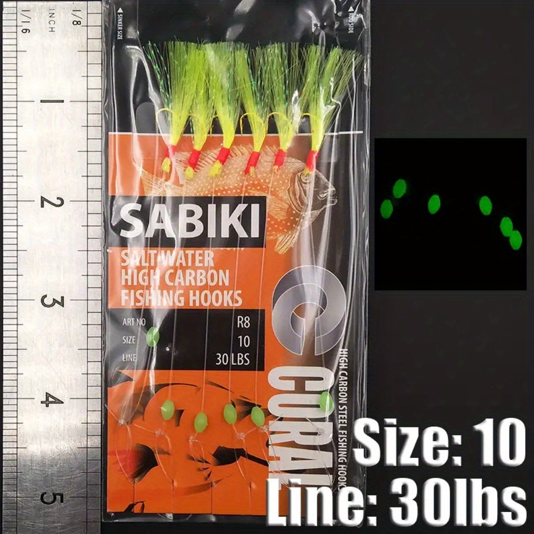 6pcs Sabiki Bait Set High Carbon Hooks Luminous Bead Tandem Hooks