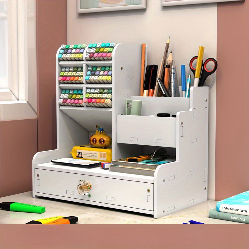 Organizador de escritorio para lápices, cajitas de almacenamiento para  oficinas, profesores, colegios, rotuladores, bolígrafos de gel, pinceles,  16 compartimentos en 4 colores : : Oficina y papelería