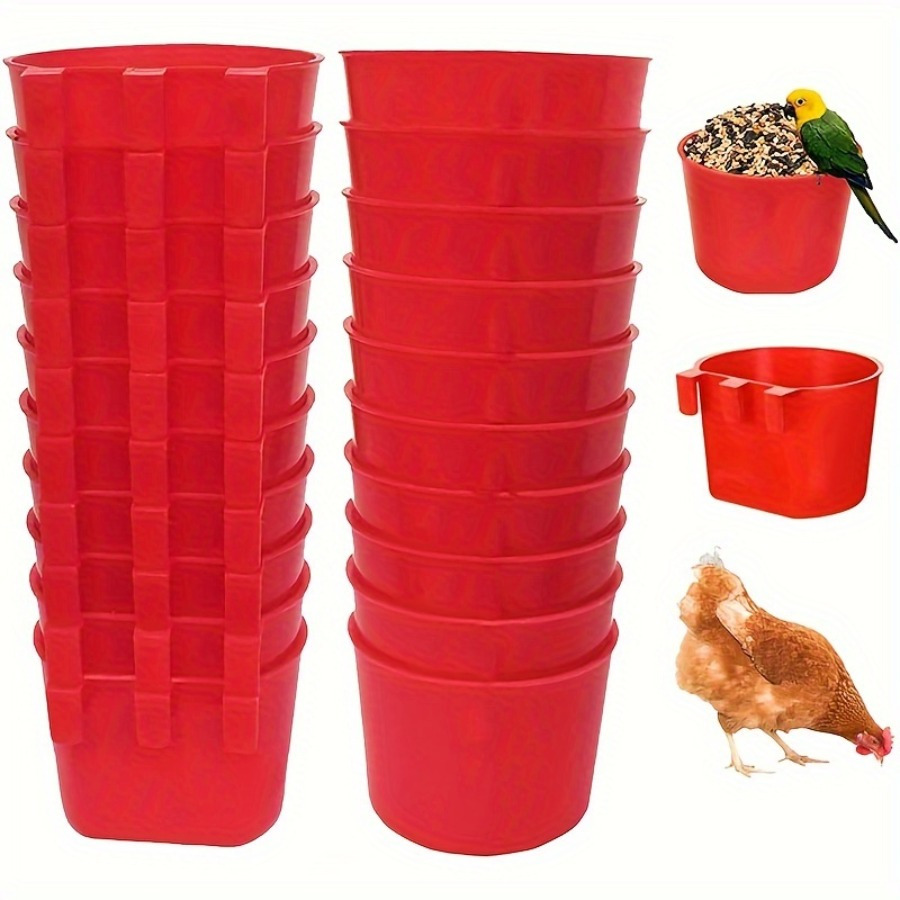 Bird Food Coop Cage Cup Poultry Coop Feeder Water Drinker - Temu