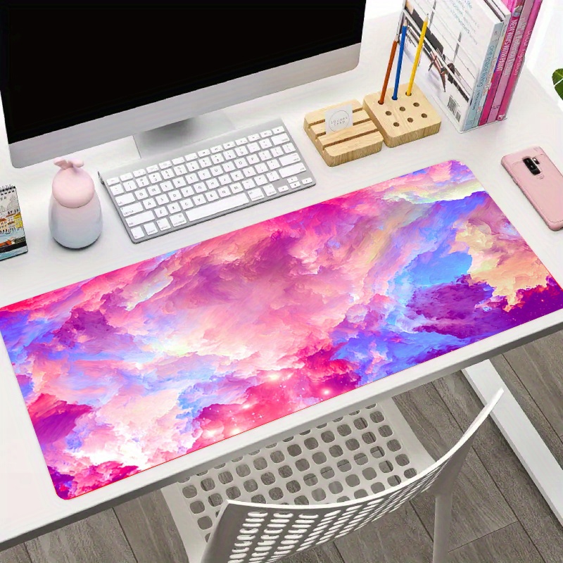 

Pink Cloud Gaming Mouse Mat With Kawaii Design, Square Desk Pad Non-slip Rubber Base Mouse Pads For Office Home Laptop Travel