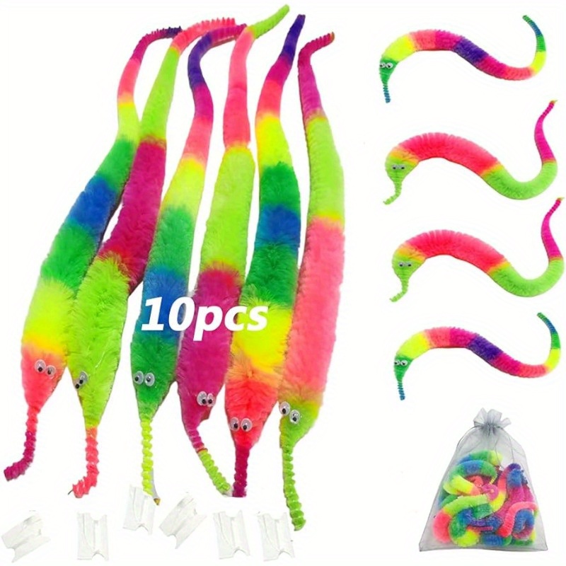 Fuzzy Worm Toys Rainbow Worms String Bulk Trick Toys String - Temu Australia