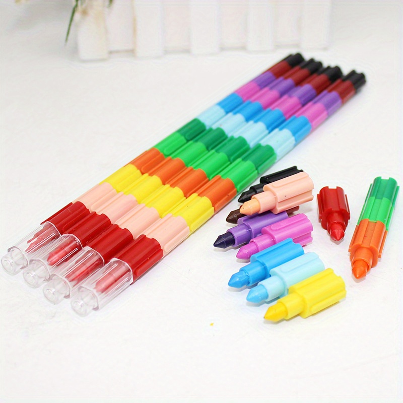 Creative Building Blocks Coloring Crayons, 12-color Square Crayons