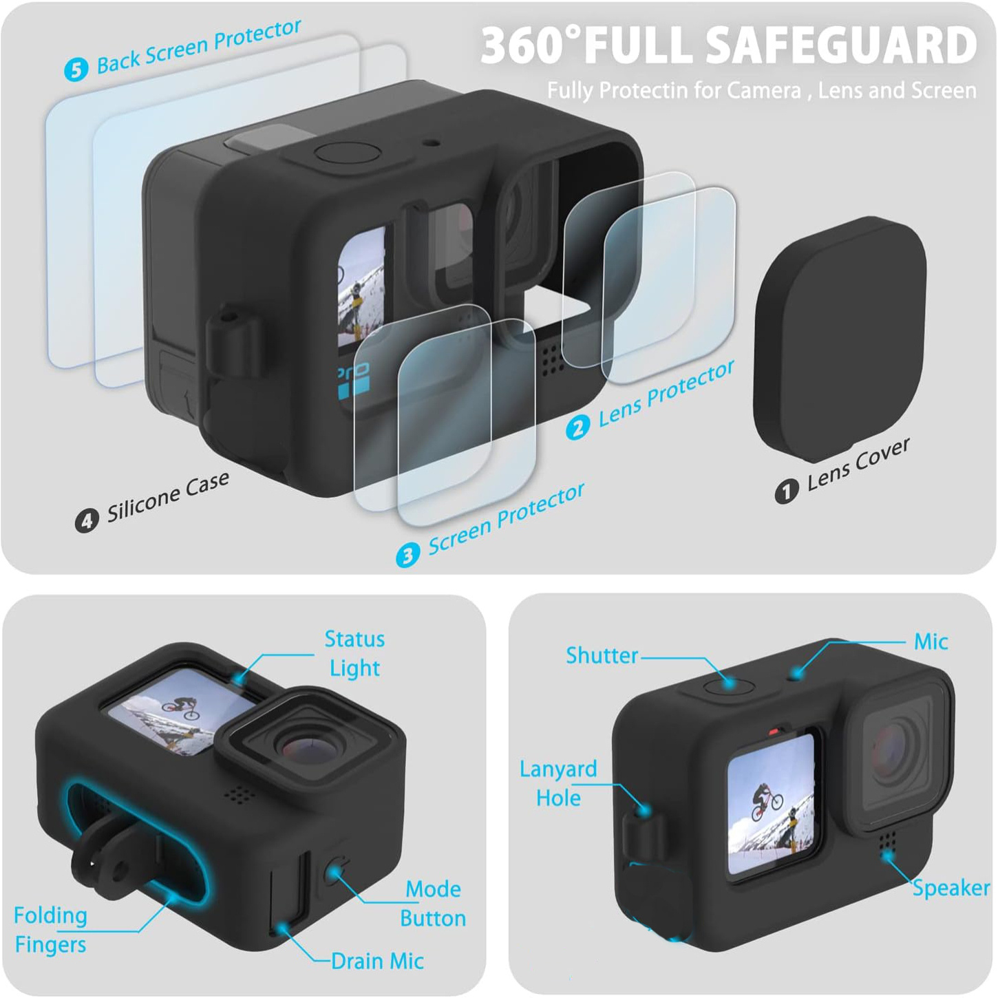 Silicone Protective Case for GoPro Hero 9 / 10 / 11 / 12