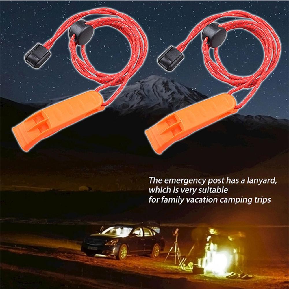 Paquete de 4 silbatos de emergencia con cordón reflectante ajustable,  silbato de seguridad fuerte para supervivencia al aire libre, senderismo