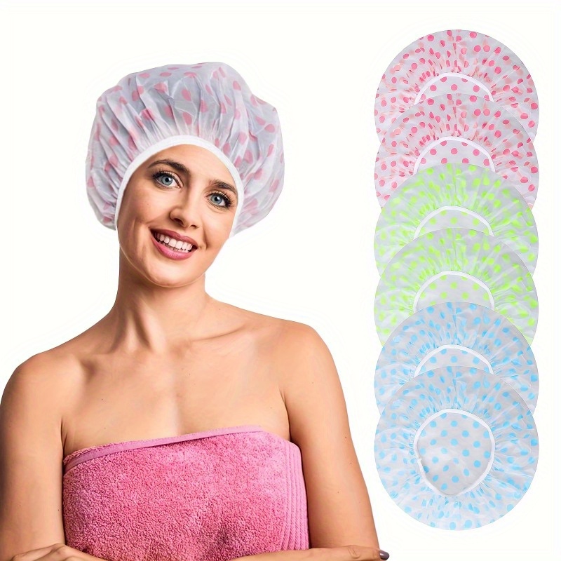 4pcs Bonnet de douche Femmes Double couches imperméables Chapeau de douche  Protection des cheveux Eva Bonnets de douche