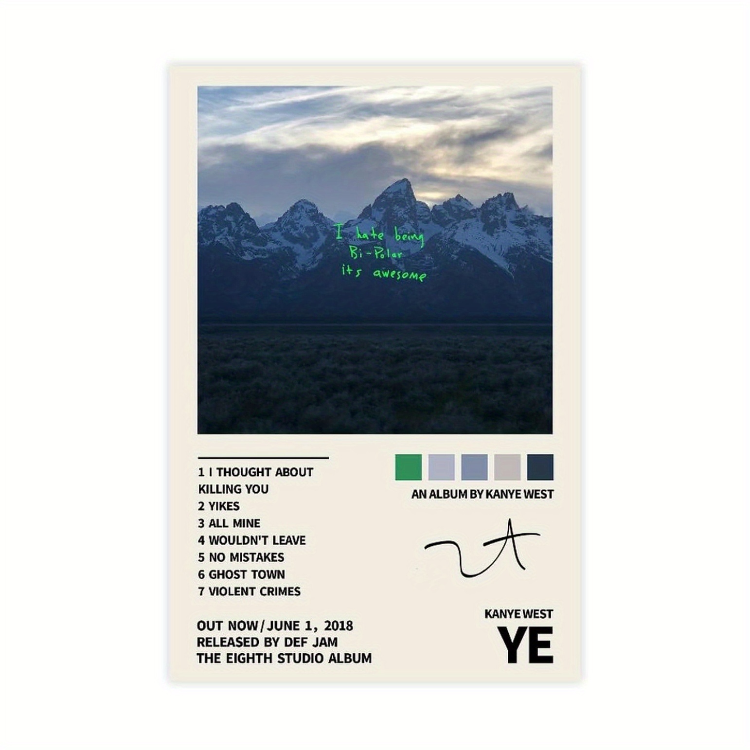 Unframed Canvas Poster Modern Art Kanye West Poster Ye Music - Temu