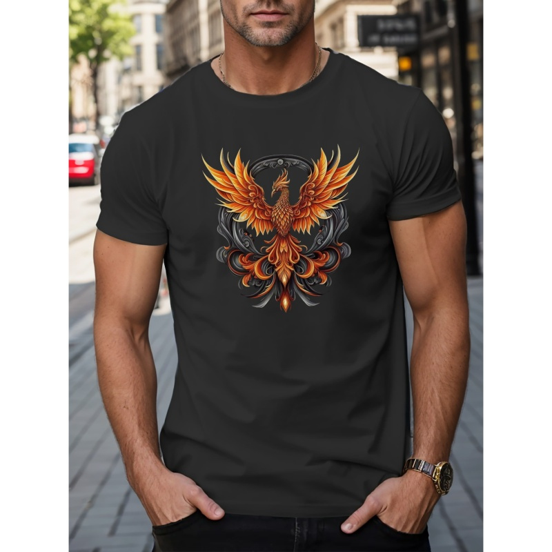 

Phoenix Print T Shirt, Tees For Men, Casual Short Sleeve T-shirt For Summer