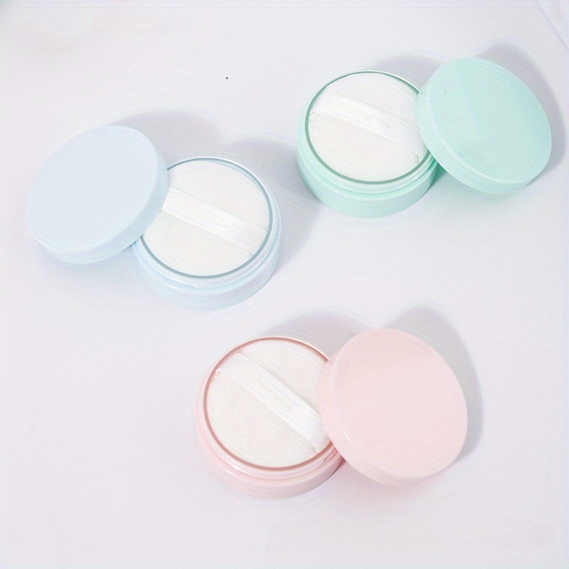 After-Bath Body Powder Box ,Empty Powder Case Powder Puff Container Holder for Home and Travel Cosmetic Container (Blue)