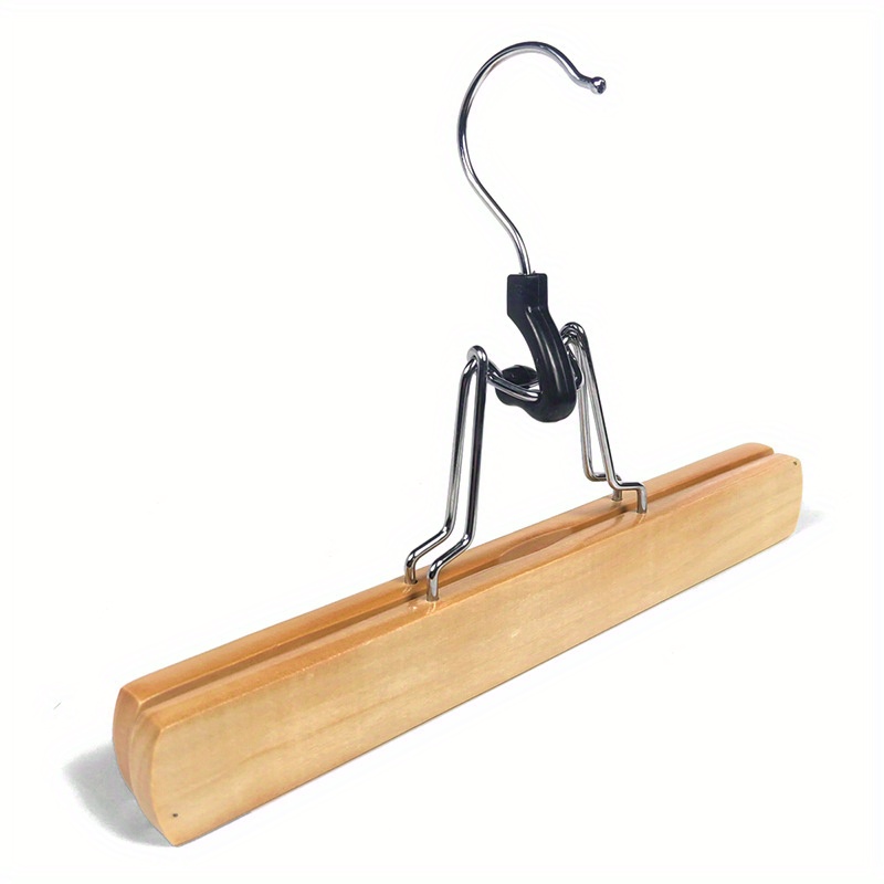 Wooden Hangers with Clips Smooth Solid Wood Pants Hangers with