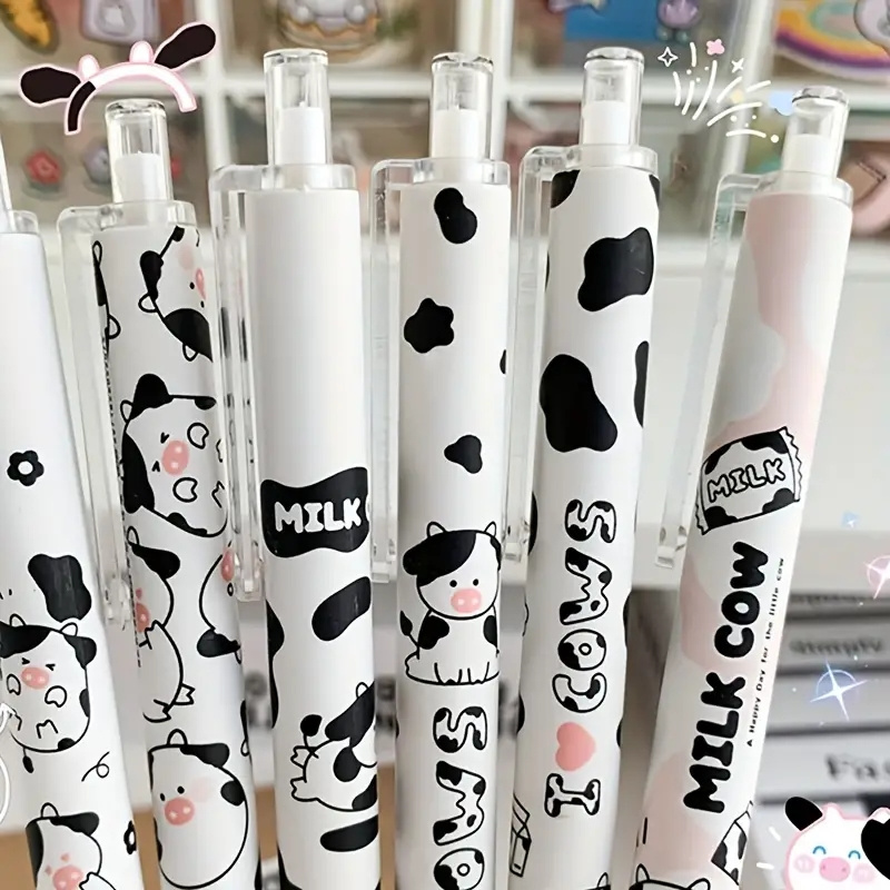 12pcs Kwaii Milk Cow Colorful Gel Pens Japanese Stationery Diamond